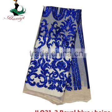 Haniye JLQ21-1/2016 Shining Embroidery French Tulle Lace / Laces Fabric Nigerian African Style With Sequins photo-2