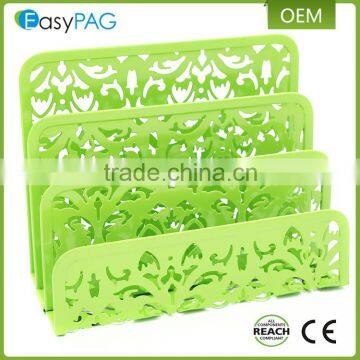 EasyPAG 2 Pc 3 Upright Hollow Flower Metal Letter Tray Stacking Sorter Desktop Letter Holder