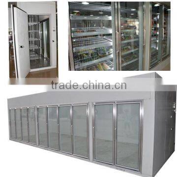 supermarket glass door walk in cold room /display freezer room