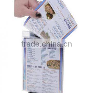 Flip Menu Holder w/ Single Clip, Includes (10) Plastic Sleeves - Black