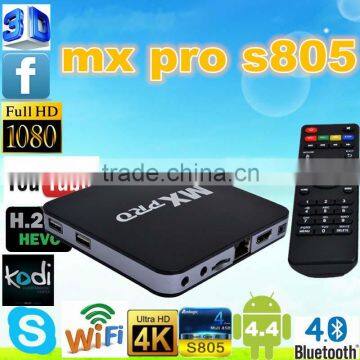 New Arrival MX Pro Android 4.4.2 Android TV Box Amlogic S805 A9 Quad Core 1G/8GB WIFI 1080P Smart TV Box ott tv box