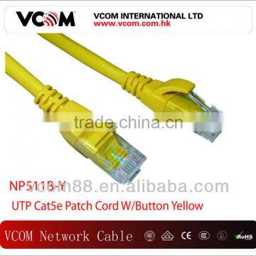 UTP Cat5e yellow color Patch cord W/Button Yellow