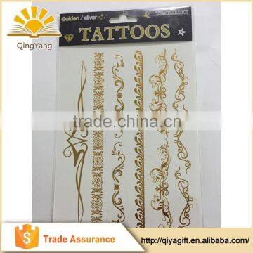 New Fashionable stock metallic flash body flash tattoo gold foil stickers