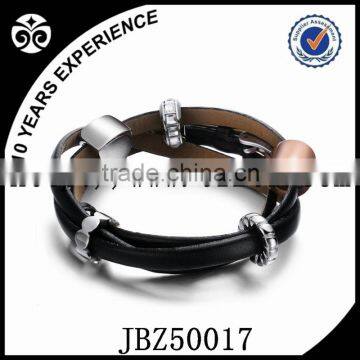 Energy stainless steel leather bracelets