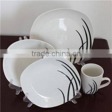 Eco-friendly Kitchen crockery cheap ceramic 16pcs square shaped dinnerware set