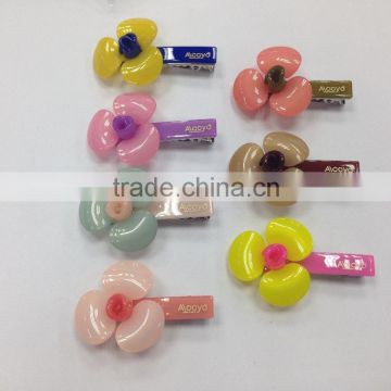 Multicolor bud hair duck clips cellulose acetate girls headdress babies kids flower hair accessories