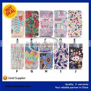 PU Material cover for iphone 5 leather case pattern wallet design