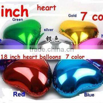 Solid Plain foil balloons , Assorted Solid Color 18" Plain Colour Heart Shaped Foil Balloon