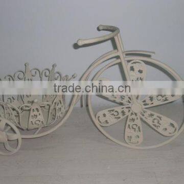 Wholesale Handicrafts Home Deck Decor Wrought Iron Plant Stand Metal bicycle planter flower pot garden ornaments