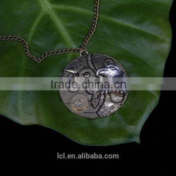 New Arrival Steampunk Round Cameo Shape Eagle Head Gear Steam Pendant Statement Necklace 2015 Yiwu Fashion Jewelry Hot Sale photo-2