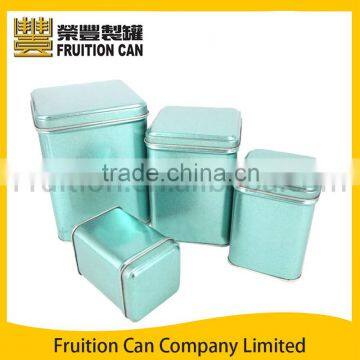 Tall Square Metal Tea Tin Box Container