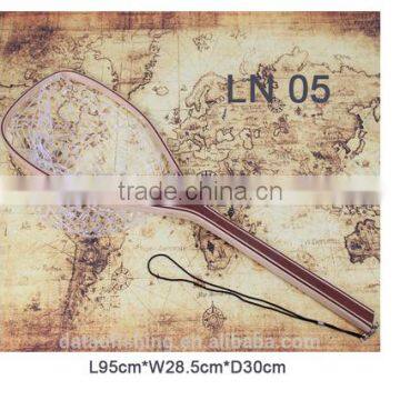 Wooden landing net with long handle