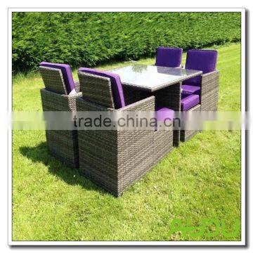 Audu Miami Purple Outdoor Garden Rattan Dining Set photo-2