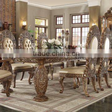 European Peacock Design Royal Rectangle Dining Table, Pure Hand Carved Upholstery Dining Chair And Furniture(MOQ=1 SET)