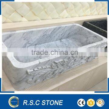 Natural stone bathroom white marble sink basin