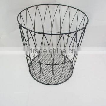 Metal Wire Laundry Basket, Black/white photo-2