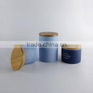 Factory Direct Wholesale Modern Design 3 Layer Mason Ceramic Candy Jar With Wooden Lid photo-4