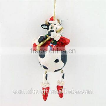 2017 resin cow figurine antique christmas tree decoration