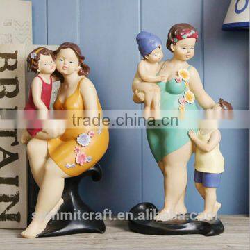 Resin Fat Lady Figurines Mother and Child Sculptures photo-3