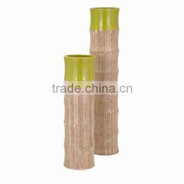 High quality best selling spun bamboo laccquer ombre style green vase from Vietnam