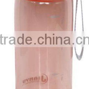 Custom logo food grade plastic travel drinking water bottle with lanyard