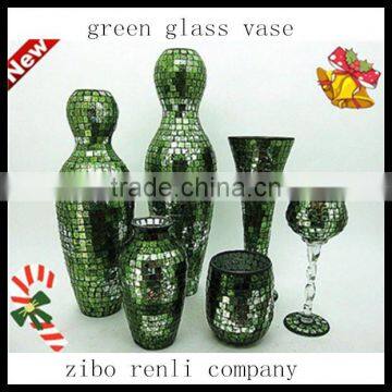 Table Decor Turquoise Glass Craft Set Handmade Different Types Mosaic Vases