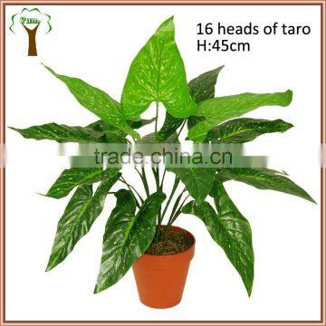 artificial green taro with 18 leaves bush