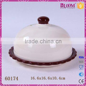Simple Design Apple Decals Round Ceramic Butter Dish photo-3
