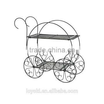 Garden Decoration Vintage 2 Tiered Garden Cart Metal Plant Stand photo-3