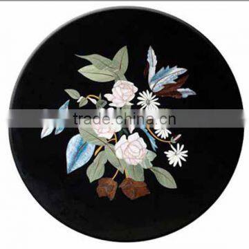 Marble Stone Inlaid Round Shape Coffee Table Top, Plates Tabletop Exporter Marble Inlay Table Top Manufacturers Inlay Table