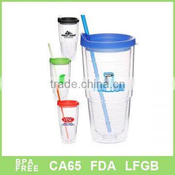 28OZ double wall insulated plastic travel mugs with straws