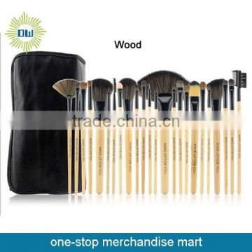 wooden handle nylon hair 24pcs make up brush set with OEM design