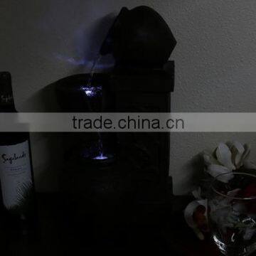 Tiered Pottery Tabletop Water Fountain With LED Lights