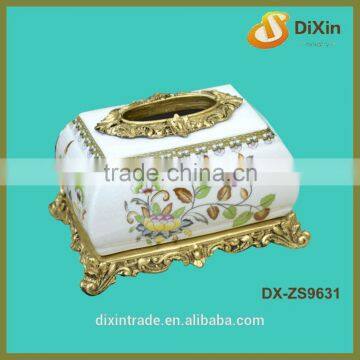 polyresin fancy carved decorative tissue tins