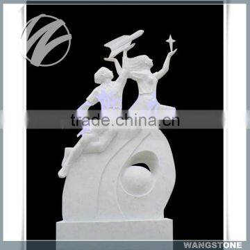 Hand Carved Modern White Marble Garden Male Sculpture photo-6