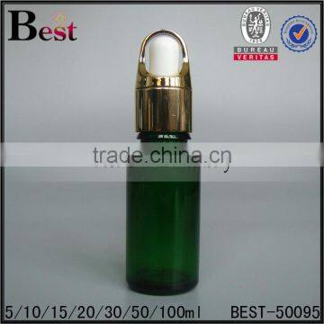 30ml  best seller cosmetic glass bottle with basket dropper cost price essential oil green glass dropper bottle wholesale
