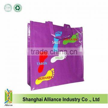 China recyclable Bopp glossy laminated pp woven shopping bag
