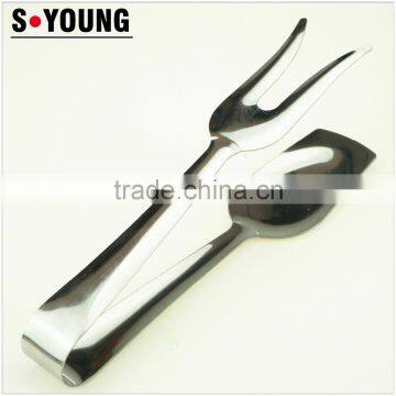 39054 8 Inch Stainless StFeel Kitchen Tongs BBQ Grill Food Salad Tongs With Fork photo-3