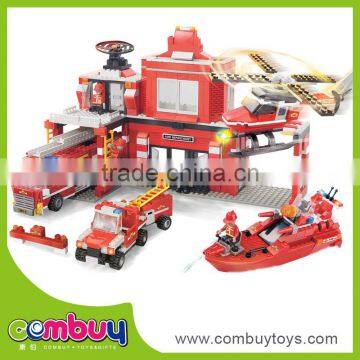 Creative diy fire fighting truck toy plastic construction toy sticks