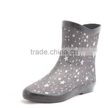 Fabric rain boots with flower fabric upper