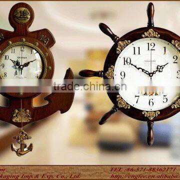 Vintage wooden clock, wall clock, solid wood, 62cmH*30cmDIAM*7.8cmT