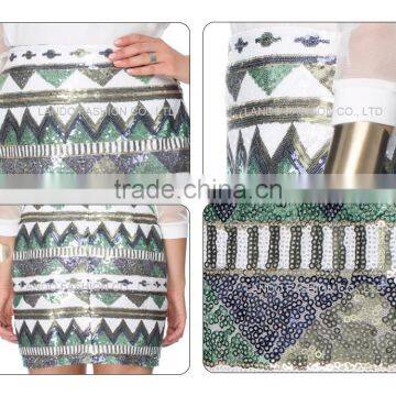 Young Ladies Geometric Pattern Slim Tight Sequin Penicl Skirt photo-4