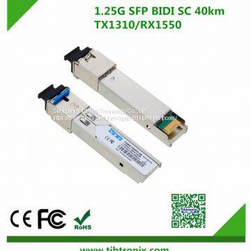 1.25Gb/s 40Km SC BiDi SFP Transceiver for Industrial Ethernet Switches Single SC 1310nm Tx/1550nm Rx, SM