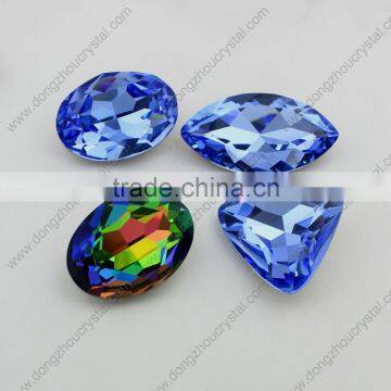 Oval crystal stone lampwork glass beads