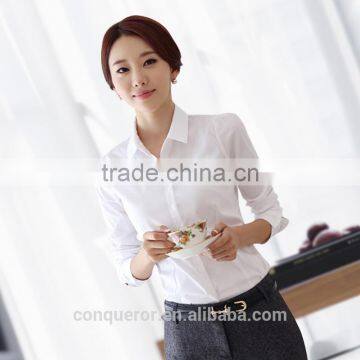 Latest Made to Measure Long Slim Fit Cotton Shirt for Elegant Business Lady photo-2