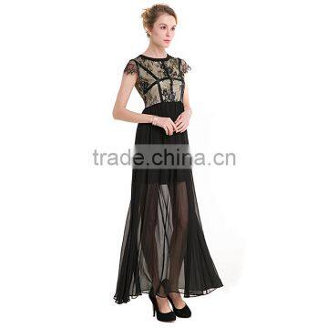 Maxnegio Patchwork Women Black Lace Nude Transparent Dress Girls Sexy Night Black Evening Dress photo-5