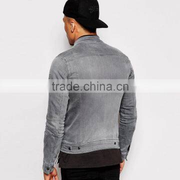Plain Denim Zipper Windproof Jacket for Men of High Quality Custom Made photo-2