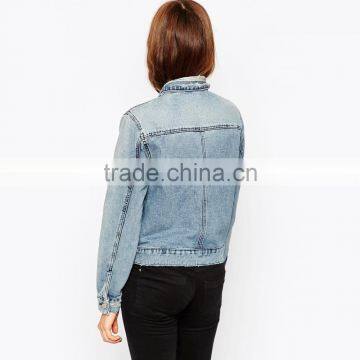 Ripped Light Blue Cool Women Parka Jacket Custom Designs photo-2