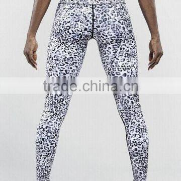 White Leopard Print Woman Long Gym Pants photo-2