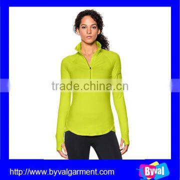 Custom ladies running wear dry fit sport t shirt gym clothing breathable half zip shirts